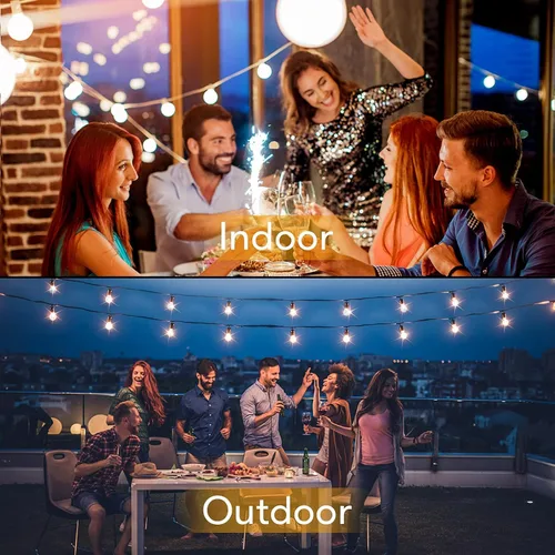 Miniatura 2 de Luces de Cadena LED para Exteriores de 50 Pies Impermeables, Brillantes 2700K, Luces de Cadena para Patio LED con 27 Bombillas Globo G40