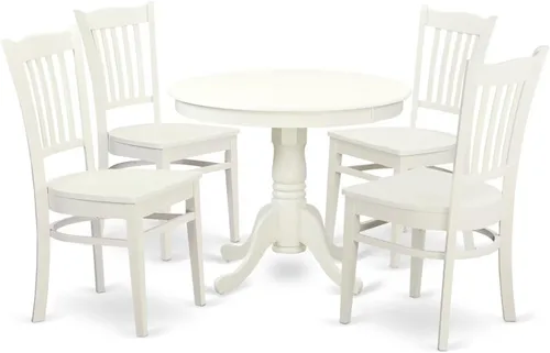 Miniatura 20 de East West Furniture ANGR3-MAH-W - Juego de comedor de 3 piezas para espacios pequeños que contiene una mesa de comedor redonda con pedestal y 2