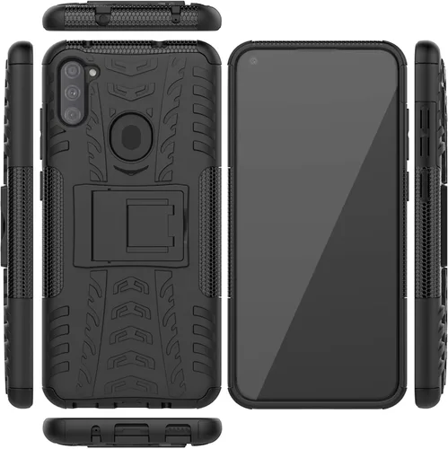 Miniatura 7 de Funda para teléfono Samsung Galaxy A11 con protector de pantalla de vidrio templado y soporte, resistente, accesorios de protección híbrida rígida