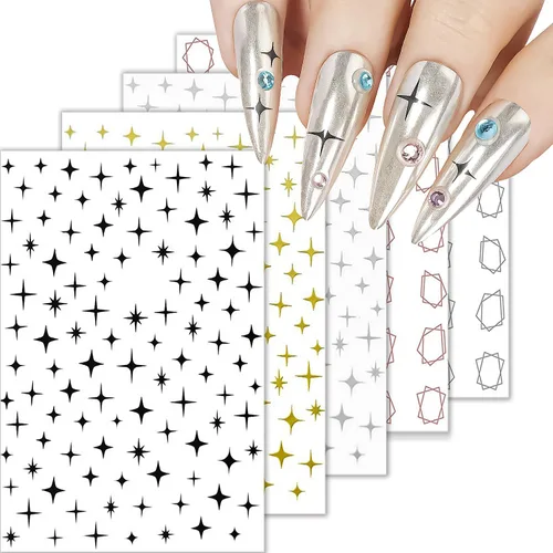 Miniatura 9 de 6 hojas de calcomanías de arte de uñas con letras inglesas en 3D, suministros autoadhesivos, decoración de diseño de uñas para decoración