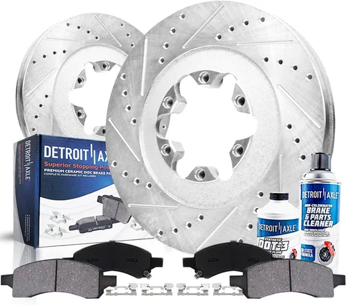 Miniatura 26 de Detroit Axle - Kit de freno trasero para Mercedes-Benz ML320 1998-2003, rotores de freno de disco ranurados perforados 03-05 ML350 Pastillas