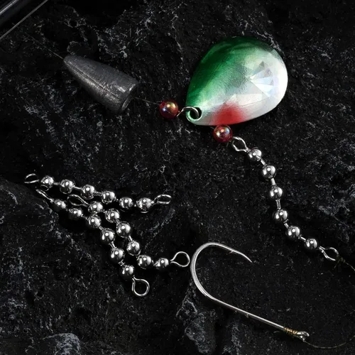Miniatura 6 de Alwonder Paquete de 50 cadenas giratorias de cuentas de pesca, bolas de pesca de acero inoxidable para bagre, equipo de pesca de gato