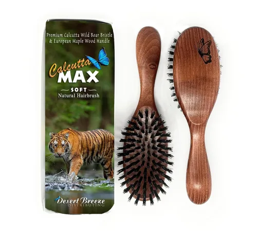 Miniatura 9 de Calcuta Max - Cepillo de cerdas de jabalí extra rígido 100% puro, perfecto para cabello grueso, mango de madera de fresno térmico, cepillo
