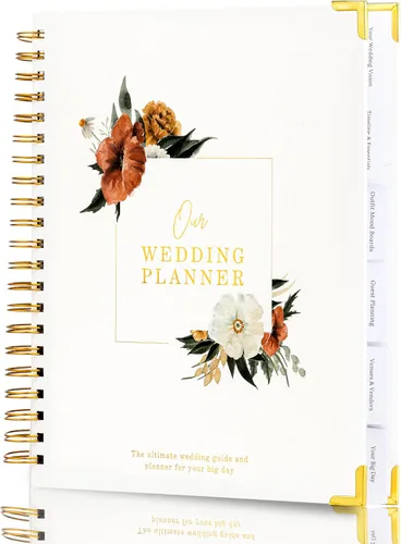 Libro y organizador de boda atemporal premium de alta calidad, libro de planificación de bodas, carpeta completa de recuerdo y cuenta regresiva,