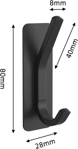 Miniatura 2 de Ganchos adhesivos negros para toallas de baño montados en la pared, paquete de 4 ganchos para toallas de baño, soporte para bata, gancho de acero