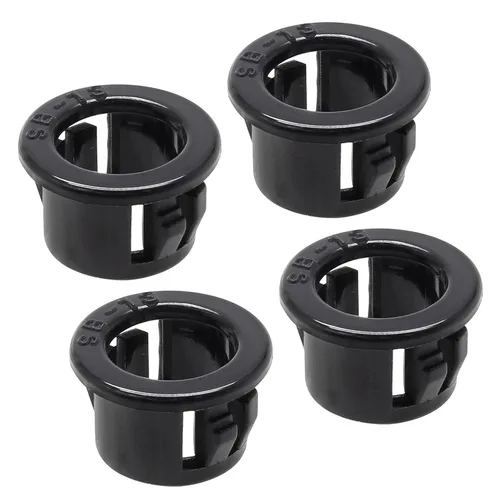50 bujes de nailon a presión de alambre negro, protectores de ojales de 1/2 pulgada de diámetro de montaje, buje redondo de manguera de cable a