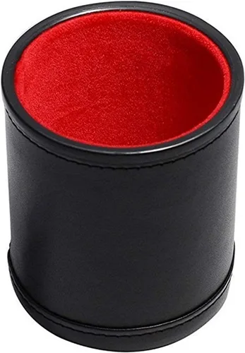 Miniatura 6 de Juego de dados de póker de 16 mm con esquinas cuadradas y taza de dados de cuero PU negro forrada de terciopelo suave - Caja de regalo