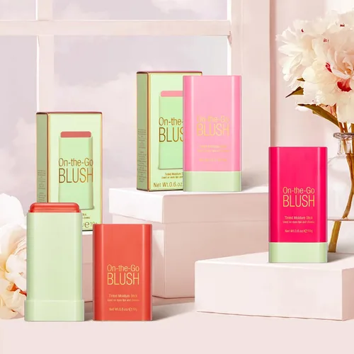 Miniatura 7 de Barra de rubor para mejillas – Varita de rubor de maquillaje en crema, barra hidratante sólida para tinte de mejillas, natural, mezclable