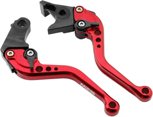 Miniatura 8 de MZS Palancas de freno y embrague de motocicleta rojas cortas ajustables CNC compatibles con GSF650 / GSX650F / DL1000 V-Strom / SV1000 SV1000S / Rojo