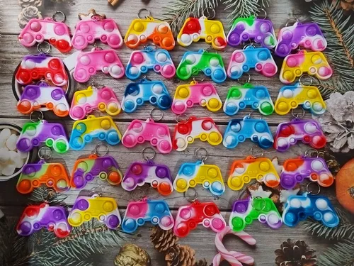 Miniatura 2 de Paquete de 100 paquetes de mochila de control de juegos a granel, mini llavero para ansiedad, recuerdos de fiesta de cumpleaños, premio de burbujas