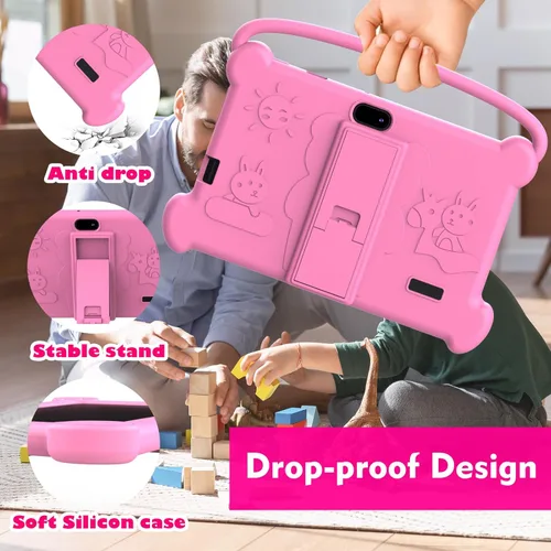 Miniatura 5 de Tableta para Niños de 7 pulgadas 3-9 para Niños, 32GB ROM Niños Pequeños con Estuche a Prueba de Golpes, Software Android para Niños Instalado Rosa