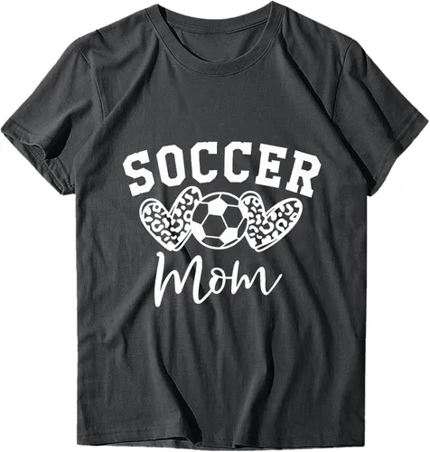 Miniatura 4 de Holzkary Camiseta divertida para mamá con estampado de letras y estampado de futbol para mamá