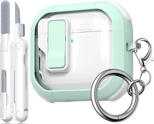 Miniatura 18 de Funda para AirPods de 4ª Generación, Diseño Transparente con Tapa Emergente Automática, Incluye Herramienta de Limpieza, Duradera y Resistente a