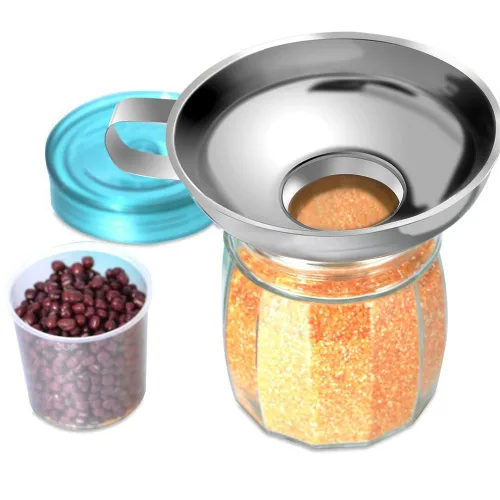Miniatura 2 de Embudo de cocina de acero inoxidable de grado alimenticio con filtro para transferir ingredientes líquidos y secos, color plateado