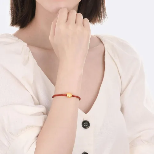 Miniatura 3 de Chow Sang Sang 90838C - Pulsera de oro macizo de 24 quilates con dije Yuanbao para mujer 999 Metal