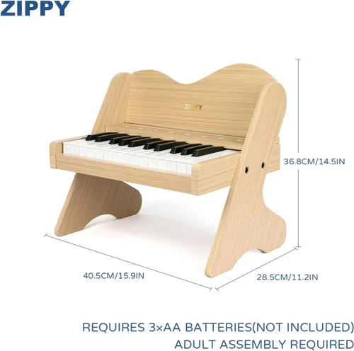 Miniatura 5 de Teclado de Piano para Niños ZIPPY, Piano Digital de 25 Teclas para Niños, Panel de Control Táctil Sensible, Volumen Ajustable, Mini Instrumento Roble