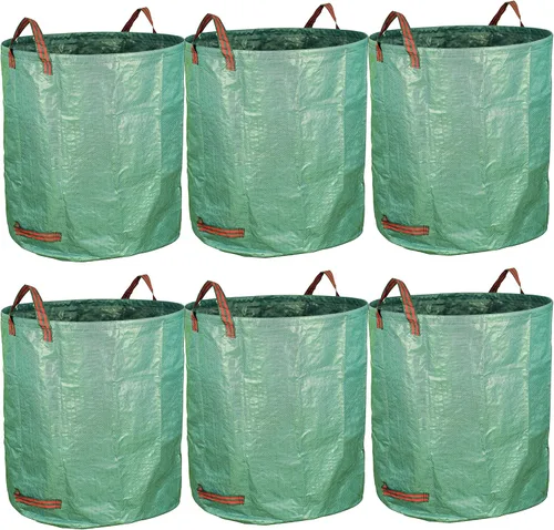 Miniatura 6 de Gardzen Paquete de 3 bolsas de jardín de 32 galones – Bolsas de jardinería reutilizables y resistentes, bolsa de residuos de hojas de jardín