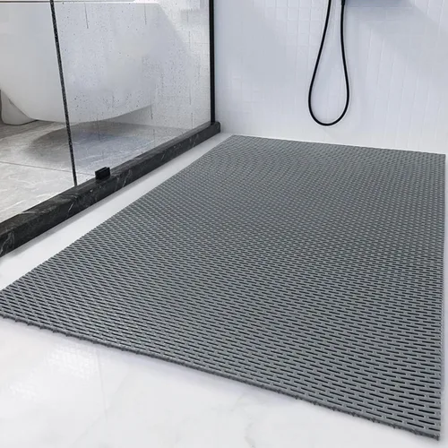 HOMBYS 35 x 24 Alfombra de Ducha Extra Grande para Cabina de Ducha y Tina, Alfombra de Baño Antideslizante, Accesorios de Baño de PVC, Secado Gris