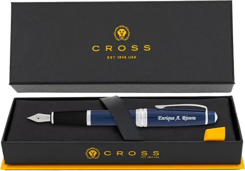 Miniatura 10 de Cross Bailey - Pluma estilográfica grabada, laca negra con borde plateado, anillo central con múltiples ranuras, grabado plateado en la tapa, regalo