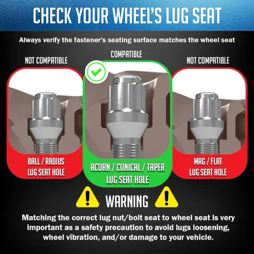 Miniatura 5 de Wheel Accessories Parts Juego de 20 pernos de orejeta M14 x 1.25 roscas Bellota para asiento con acabado cromado, longitud de vástago de 0.99