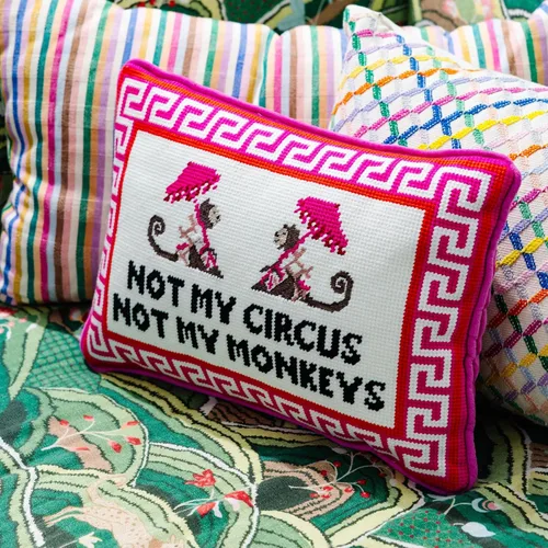Miniatura 4 de FURBISH Needlepoint Almohada Decorativa Throw - Not My Circus Not My Monkeys, Pequeña Almohada de Acento Bordada para Cama, Silla, Sofá, Sillón, No