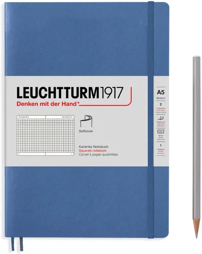 Miniatura 27 de LEUCHTTURM1917 - Cuaderno mediano A5 de tapa blanda, 123 páginas numeradas para escribir y llevar un diario (color negro, cuadriculado)
