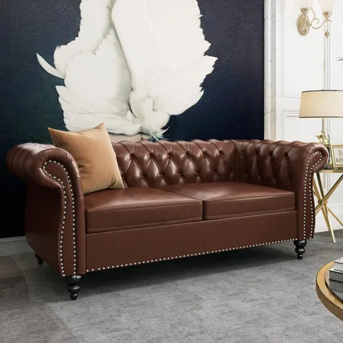 Miniatura 22 de AVZEAR Silla de Acento para Sala de Estar, Silla de Sofá Tapizada Silla de Sofá Individual con Respaldo Acolchado, Silla de Sofá Chesterfield
