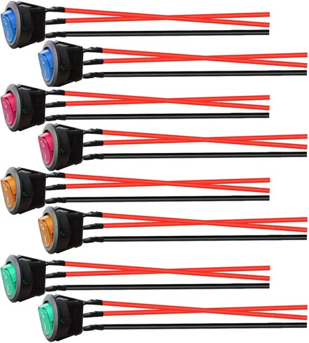 Miniatura 6 de Gebildet 24 interruptores de botón con pestillo de 0.472 pulgadas SPST ON/OFF AC 250V/1.5A 125V/3A, mini interruptor basculante redondo