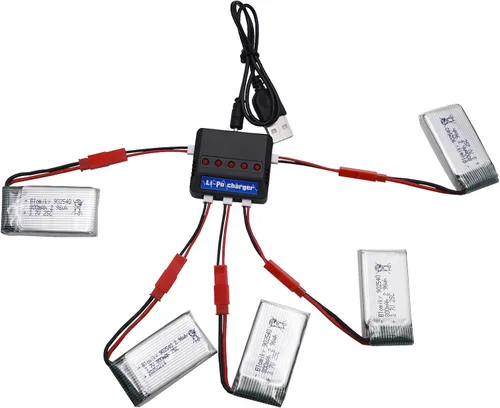 Miniatura 7 de Blomiky Paquete de 5 baterías recargables de 3.7 V 800 mAh 25C Li-po JST y placa 4 en 1 para MJX X300C X400W X600 X800 RC Quadcopter Drone / 3.7V