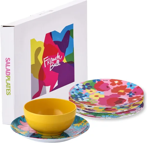 Miniatura 44 de French Bull Juego de 4 platos – Juego de 4 platos de ensalada de melamina de 9 pulgadas – Vajilla de melamina para interiores y exteriores – Foli