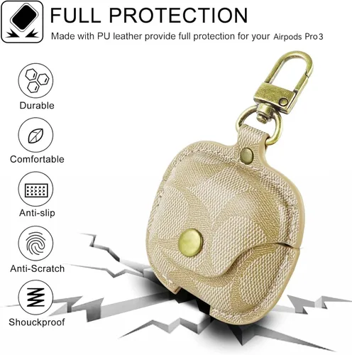Miniatura 4 de Funda de cuero para AirPods Pro 3, funda protectora a prueba de golpes de cuerpo completo (A)