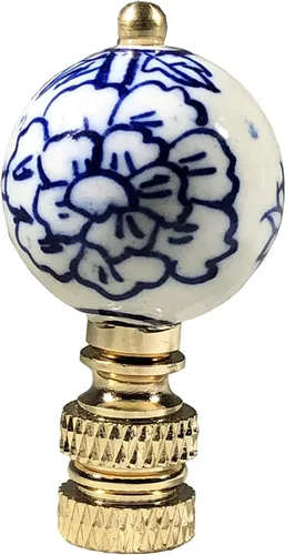 Miniatura 5 de Royal Designs, Inc. Decorativos Chinoiserie Azul y Blanco Terminales de Lámpara (Longevidad - 2 Pk)