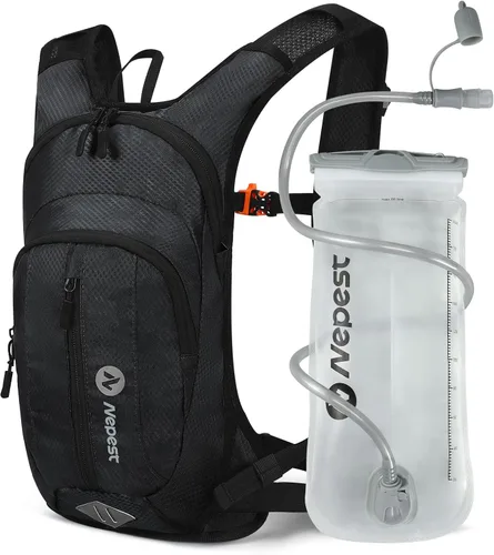 Miniatura 12 de Nepest Hydration Pack Backpack for Women & Men, Lightweight Water Backpack with 2L Water Bladder for Hiking Cycling Running Biking Holográfico - Rosa