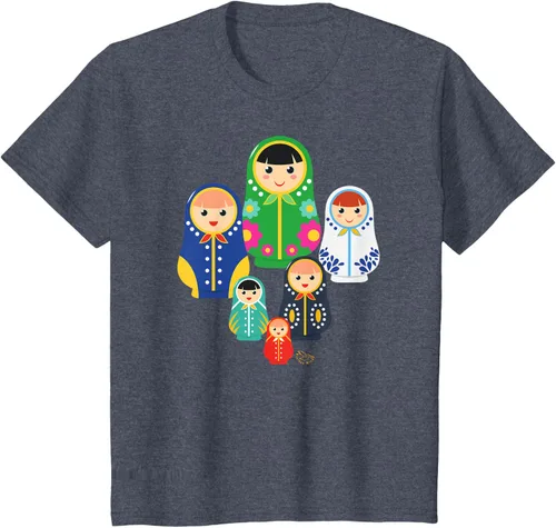 Miniatura 51 de Matryoshka Russian Nesting Dolls, Rusia - Camiseta de regalo, Azul / Patchwork, S