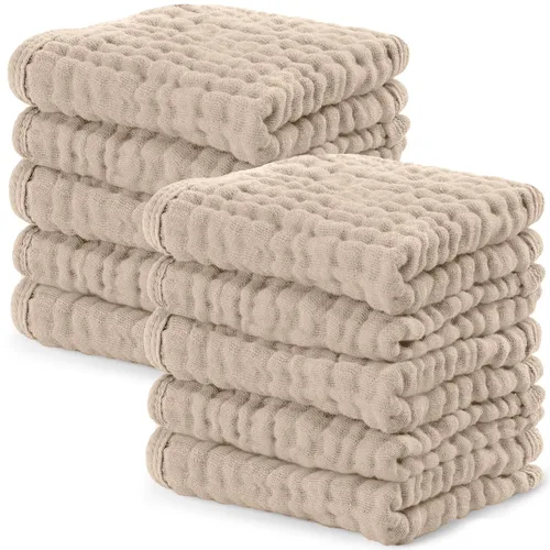 Miniatura 34 de Comfy Cubs - Juego de paños de muselina para eructos de 20 x 10 pulgadas, paquete de 10, tamaño grande, 6 capas, 100% algodón, absorbentes, seguros
