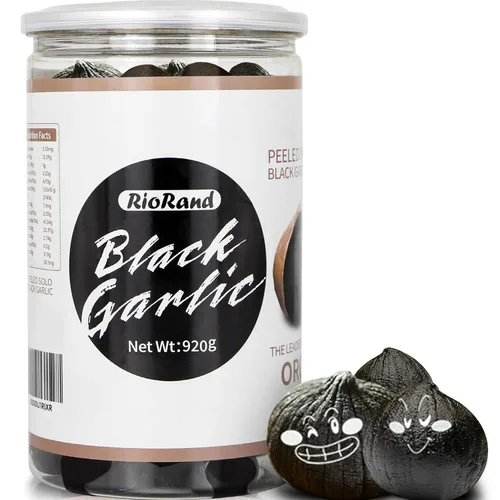RioRand Ajo negro entero y pelado fermentado de 90 días sin conservantes añadidos listos para comer para aperitivos y cocinar, 32.45 oz y 2.03 libras