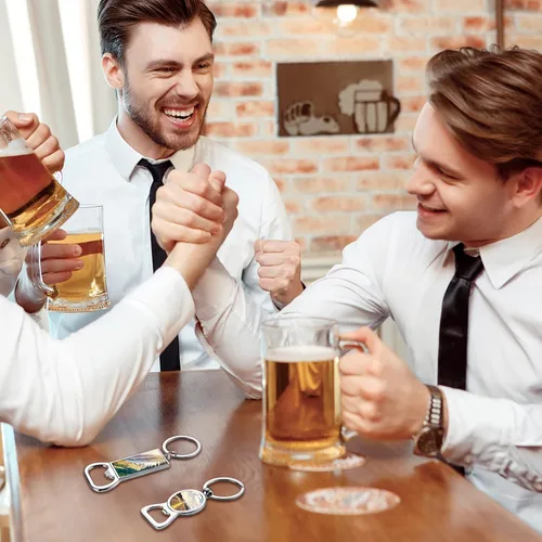 Miniatura 2 de Patelai 10 llaveros de metal para abridor de botellas de sublimación, llaveros de aluminio para transferencia de calor (redondos, rectangulares)