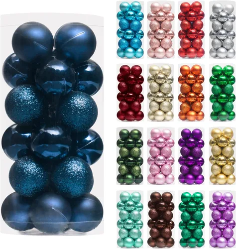 Miniatura 32 de XmasExp - Juego de 24 adornos de bola de Navidad mini irrompibles, adornos para árbol de Navidad, bolas de árbol de Navidad de 30 mm/1.18 pulgadas