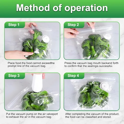 Miniatura 5 de Higfra Sous Vide - Bolsas de 30 unidades y 2 clips de sellado, válvula mejorada, reutilizables, sin BPA, bolsas selladoras al vacío, bolsas