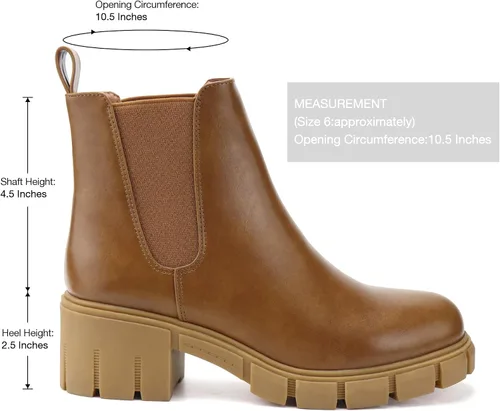 Miniatura 2 de starmerx Botines de plataforma para mujer, botas Chelsea elásticas, tacón medio, botines sin cordones