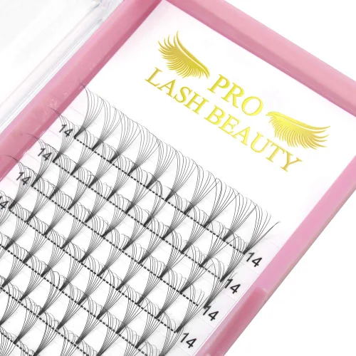 Miniatura 13 de Extensiones de pestañas postizas de volumen prefabricadas 3D-C-0.07-10 con tallo corto, extensiones de pestañas postizas en abanico prefabricadas 9