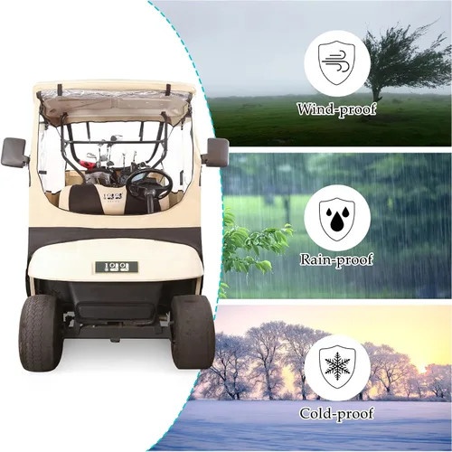 Miniatura 9 de 10L0L Funda negra para carrito de golf EZGO TXT para 2 pasajeros, cubierta transparente de lluvia de 4 lados para ventana para todo tipo de clima