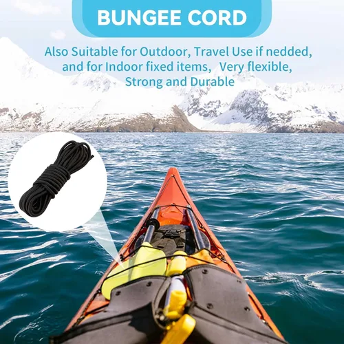 Miniatura 3 de CLIO Kit de aparejo de cubierta de kayak, cuerda elástica de 8 pies con extremos de cuerda elástica y anillo en D de pesca con tornillo 304 M6 y 6
