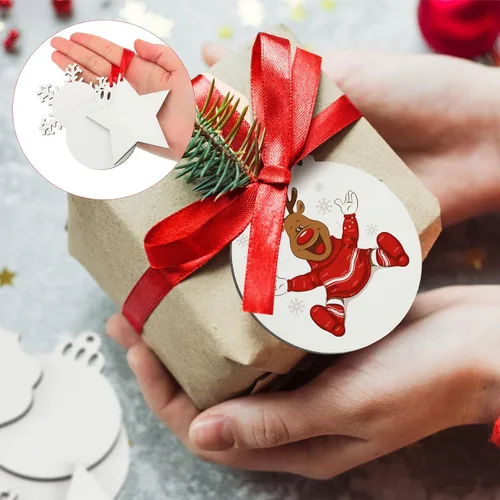 Miniatura 5 de 30 piezas de sublimación de Navidad en blanco de sublimación de doble cara MDF transferencia de calor en blanco colgantes personalizados de Navidad