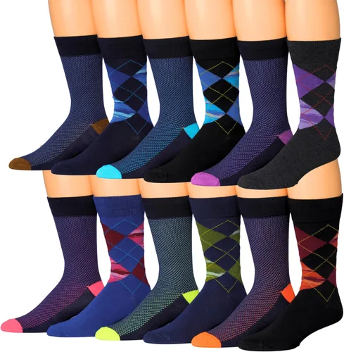 Miniatura 19 de JAMES FIALLO Calcetines de vestir para hombre, calcetines de vestir para hombre, estilo casual, coloridos, divertidos, novedosos, a la moda, paquete
