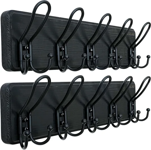 Miniatura 21 de Dseap Perchero de Pared Montado - Perchero Resistente de Granja Rústico de Pared con 5 Ganchos de Alambre para Ropa, Sombrero, Chaqueta, Toalla