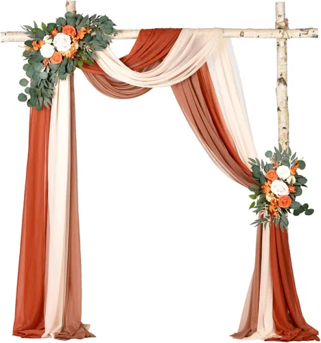 DearHouse 3 paneles de tela para cubrir el arco de la boda, 29.5 pulgadas x 18 pies, cortinas de tela perla para telón de fondo transparente de boda