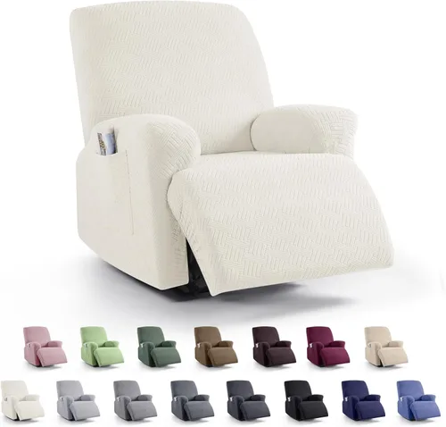 Miniatura 42 de KinCam Fundas para sillón reclinable, fundas elásticas para sillas reclinables, fundas para sofá reclinable de jacquard a rayas, protectores