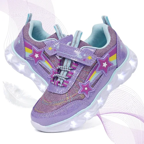 Miniatura 2 de SPR&JOY Zapatos con luz para niños y niñas, ligeros, transpirables, antideslizantes, tenis deportivos con luces LED intermitentes para niños pequeños
