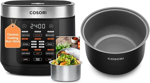 Miniatura 9 de COSORI Arrocera 10 Tazas, Mantiene Caliente 24h, Olla Interna de Cerámica Antiadherente, Arrocera Lógica Difusora de 18 Funciones con Cesta de Vapor